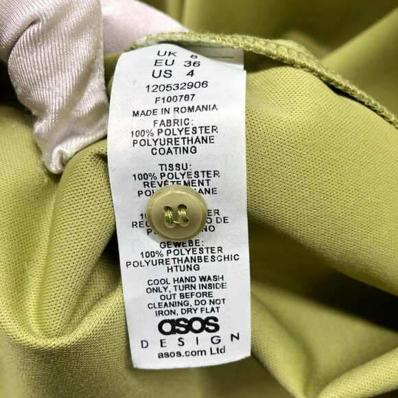 Asos Faux Leather Oversized Shirt Jacket Womens 4 (S) Lime Green Shacket - Picture 4 of 9